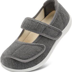 Womens Wide Diabetic Slippers Adjustable Comfort Rubber Sole Indoor Outdoor